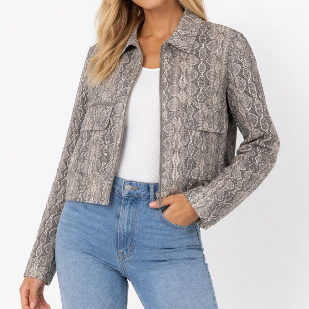 NWT • Blank NYC • Cropped Faux Snake Skin Jacket •